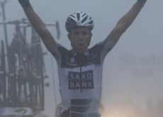 Chris Anker Sorensen wins stage 8 of the Giro d'Italia 2010.