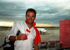Alejandro Valverde in Liege Airport before heading for Spain on the 2009 Vuelta a Espana's first rest day.