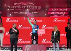 Andrea Vendrame on the Giro d'Italia podium