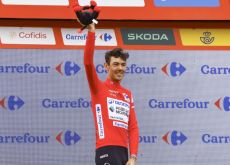 Ben O'Connor on the podium as leader of Vuelta a Espana