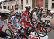 Ben O'Connor and other riders at the start of stage 14