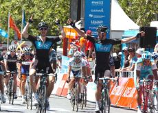 Ben Swift wins ahead of Team Sky teammate Greg Henderson. Photo Fotoreporter Sirotti. Ben Swift wins ahead of Team Sky teammate Greg Henderson. Photo Fotoreporter Sirotti.