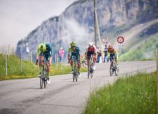 Bora-Hansgrohe riders cycling in the Swiss mountains