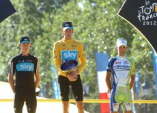 Team Sky Procycling's Bradley Wiggins takes overall Tour de France victory and is the new Tour de France Champion. Wiggins' teammate Christopher Froome finishes 2nd overall and Vincenzo Nibali of Team Liquigas-Cannondale rounds off the podium. Photo Fotoreporter Sirotti.