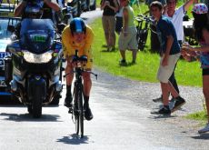 Team Sky Procycling's Bradley Wiggins wins stage 9 individual time trial in 2012 Tour de France and increases overall Tour de France lead. Photo Fotoreporter Sirotti. Team Sky Procycling's Bradley Wiggins wins stage 9 individual time trial in 2012 Tour de France and increases overall Tour de France lead. Photo Fotoreporter Sirotti.
