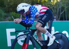 US Champion Brandon McNulty on his way to victory in stage 1 of La Vuelta a Espana 2024