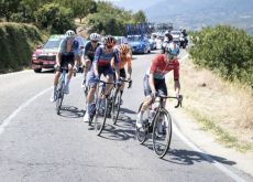 Breakaway group of cyclists