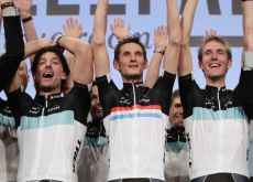Team Leopard-Trek's Fabian Cancellara, Frank Schleck and Andy Schleck. Photo Fotoreporter Sirotti.
