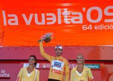 Fabian Cancellara is golden .. but the podium girls are even more golden. Photo copyright Fotoreporter Sirotti.