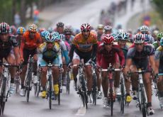 Cancellara, Horner and Vinokourov in the rainy stage 4 of the 2009 Vuelta a Espana. Photo copyright Fotoreporter Sirotti.