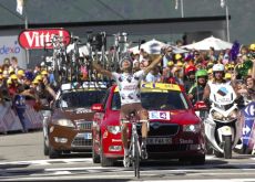 Christophe Riblon wins stage 14 of the 2010 Tour de France. Photo copyright Fotoreporter Sirotti. Christophe Riblon wins stage 14 of the 2010 Tour de France. Photo copyright Fotoreporter Sirotti.