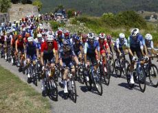 Cycling peloton climbing