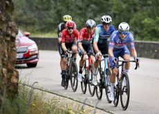 Professional cyclists in five-man breakaway