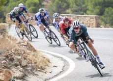 Cyclists in the long breakaway