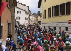 Giro d'Italia peloton passes through Italian village during stage 17