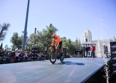 Team Euskaltel rider leaving the start ramp