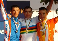 Cadel Evans, Kolobnev and Joaquin Rodriguez on the podium. Photo copyright Fotoreporter Sirotti.