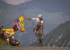 Felix Gall crosses the finish line as winner of stage 17 at Tour de France 2023