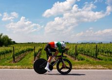Filippo Ganna on his time trial bike for Ineos-Grenadiers