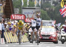 Frank Schleck wins stage 17 of the 2009 Tour de France. Photo copyright Fotoreporter Sirotti.