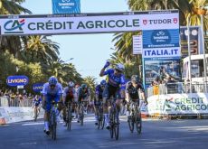 Jasper Philipsen wins the stage 7 sprint at Tirreno-Adriatico