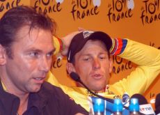 Johan Bruyneel and Lance Armstrong. Photo Fotoreporter Sirotti. Johan Bruyneel and Lance Armstrong. Photo Fotoreporter Sirotti.