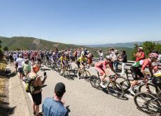 La Vuelta a Espana peloton riding through Portugal during stage 3