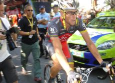 Lance Armstrong just before the start of the stage 16 of the 2010 Tour de France in Luchon.
