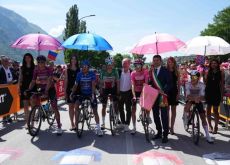 Giro d'Italia riders at the start of stage 19 in Longarone