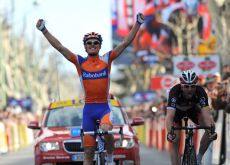 Luis Leon Sanchez on the podium. Photo copyright Fotoreporter Sirotti.