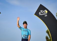 Mark Cavendish celebrated on the Tour de France podium