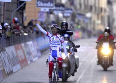 Michele Scarponi wins stage four of the Tirreno-Adriatico 2010. Photo copyright Fotoreporter Sirotti. Michele Scarponi wins stage four of the Tirreno-Adriatico 2010. Photo copyright Fotoreporter Sirotti.