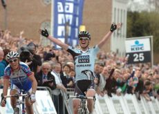 Team Saxo Bank-SunGard's Nick Nuyens wins 2011 Tour of Flanders ahead of Sylvain Chavanel (Team QuickStep) and Fabian Cancellara (Team Leopard-Trek) in exciting sprint finish. Tom Boonen 4th. Photo Fotoreporter Sirotti.