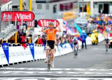 Team Euskaltel-Euskadi's Olympic Champion Samuel Sanchez climbs to stage 12 victory on Luz Ardiden climb. Photo Fotoreporter Sirotti.