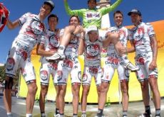 Rock Racing celebrates Oscar Sevilla's Vuelta a Chihuahua win, the team's 35th victory of 2009. Photo by Alex Aguirre. Rock Racing celebrates Oscar Sevilla's Vuelta a Chihuahua win, the team's 35th victory of 2009. Photo by Alex Aguirre.