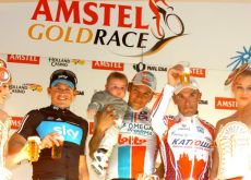Gilbert, Gerrans and Rodriguez on the podium. Photo Fotoreporter Sirotti.