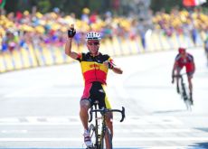 Philippe Gilbert wins stage 1 of the 2011 Tour de France. Photo Fotoreporter Sirotti.