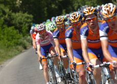 The Giro d'Italia peloton lead by Team Rabobank. Photo Fotoreporter Sirotti.