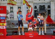 Primoz Roglic with children on Vuelta a Espana podium