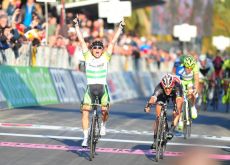 Simon Gerrans of Team GreenEdge sprints to victory in 2012 Milano-San Remo ahead of Fabian Cancellara of Team RadioShack-Nissan and Team Liquigas-Cannondale's Vincenzo Nibali. Photo Fotoreporter Sirotti. Simon Gerrans of Team GreenEdge sprints to victory in 2012 Milano-San Remo ahead of Fabian Cancellara of Team RadioShack-Nissan and Team Liquigas-Cannondale's Vincenzo Nibali. Photo Fotoreporter Sirotti.