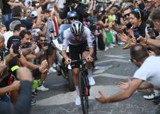 Tadej Pogacar on his way to victory in Giro di Lombardia 2023
