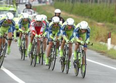 Team Liquigas on their way to team time trial victory. Watch 2010 Giro d'Italia video highlights in our Roadcycling.com video section.