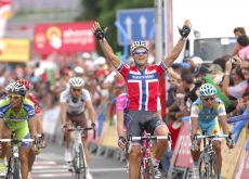 Norwegian God of Thunder Thor Hushovd wins stage 6 of the 2010 Vuelta a Espana for Cervelo TestTeam. Photo copyright Fotoreporter Sirotti.