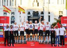 UAE Team Emirates on podium best team classification winners