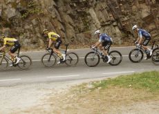 Team Visma-Lease a Bike riders in stage 14 of Vuelta a Espana