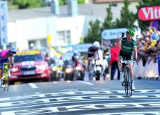 Team Europcar's Thomas Voeckler rides to victory in stage 10 of the Tour de France 2012 Photo Fotoreporter Sirotti. Team Europcar's Thomas Voeckler rides to victory in stage 10 of the Tour de France 2012 Photo Fotoreporter Sirotti.