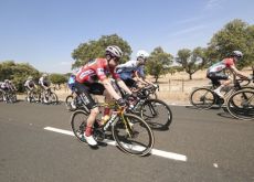 Wout van Aert in the red jersey during stage 4 of Vuelta a Espana