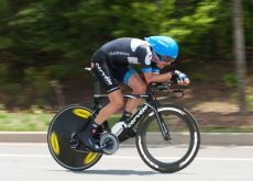 Team Garmin-CervÃ©lo's David Zabriskie on his way to victory. Photo Casey B Gibson.