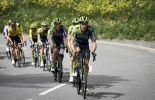 Bora-Hansgrohe riders lead the peloton