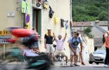 Cycling fans cheering in Gevrey-Chambertin